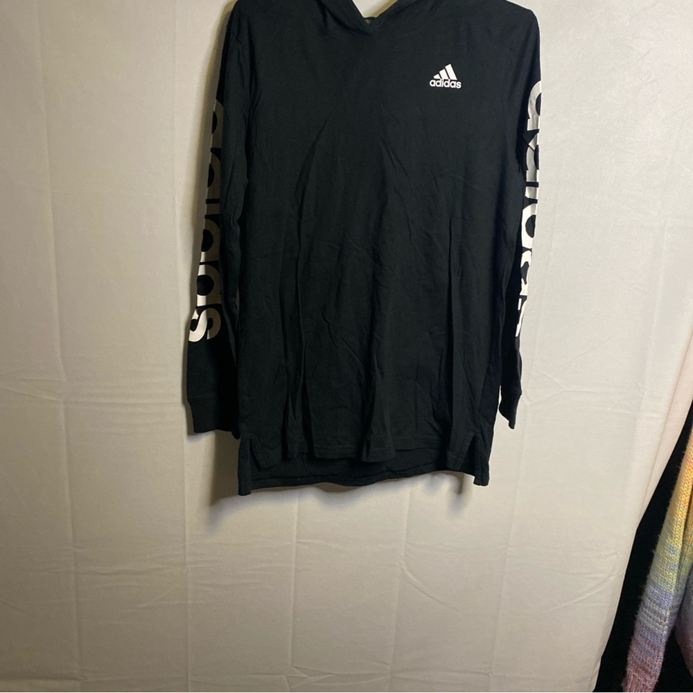 Adidas Black Long Sleeve Tee with White Logo